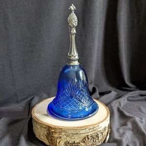 1976 Avon Cobalt Blue Pineapple Design Bell with Silver Handle